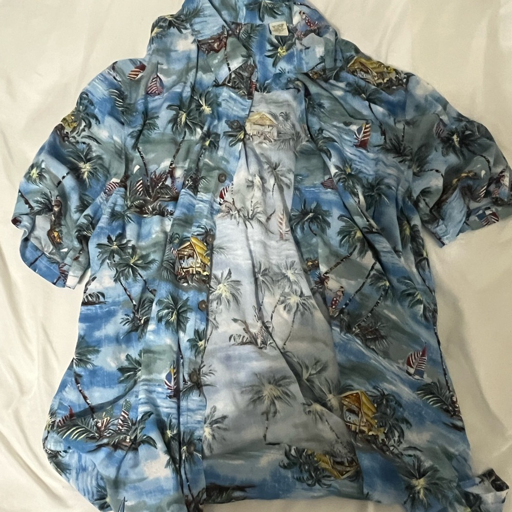 Blue Tropical Print Men's Shirt